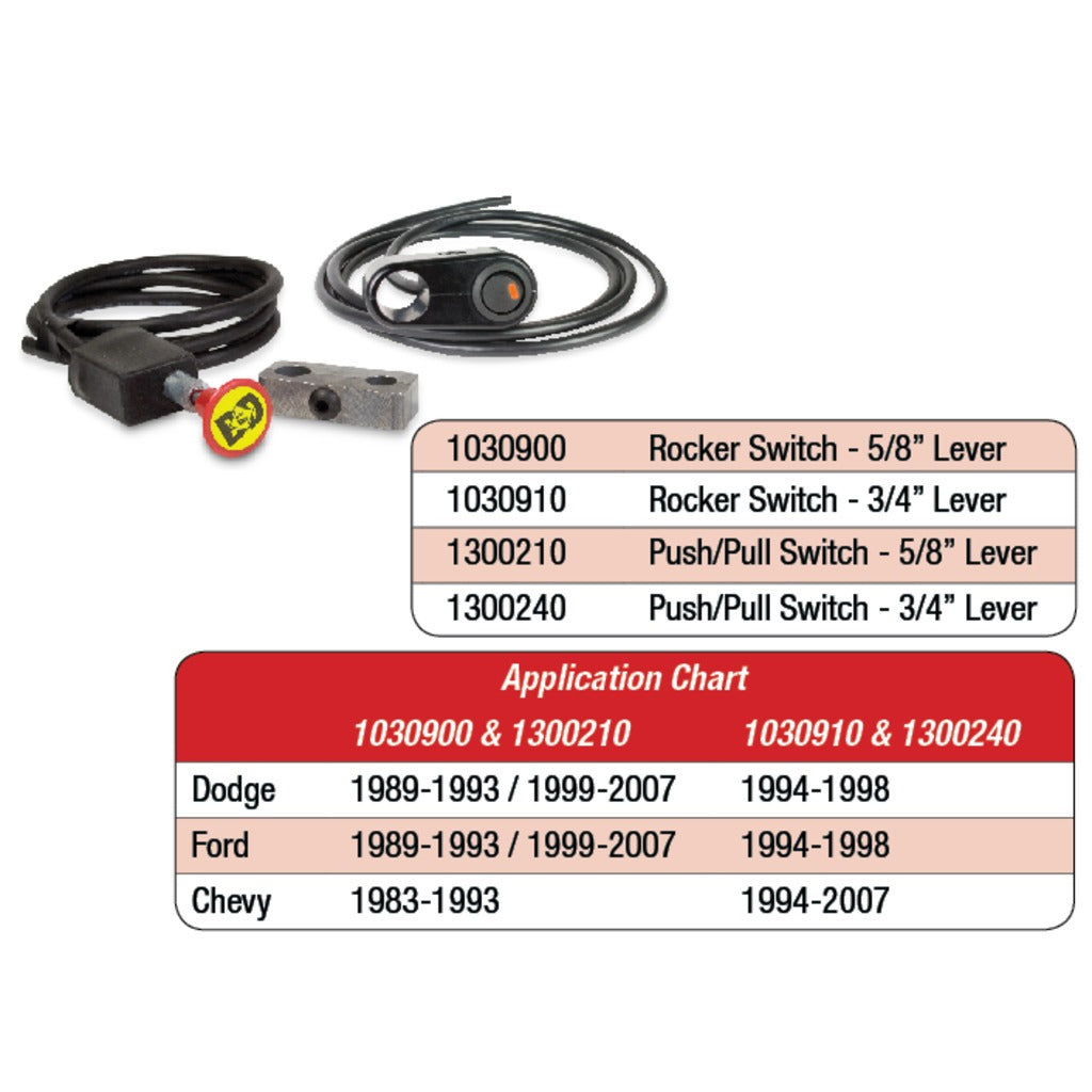 BD Diesel BD Diesel Rocker Switch Kit Exhaust Brake - 5 8 Manual Lever 1030900 | 1030900