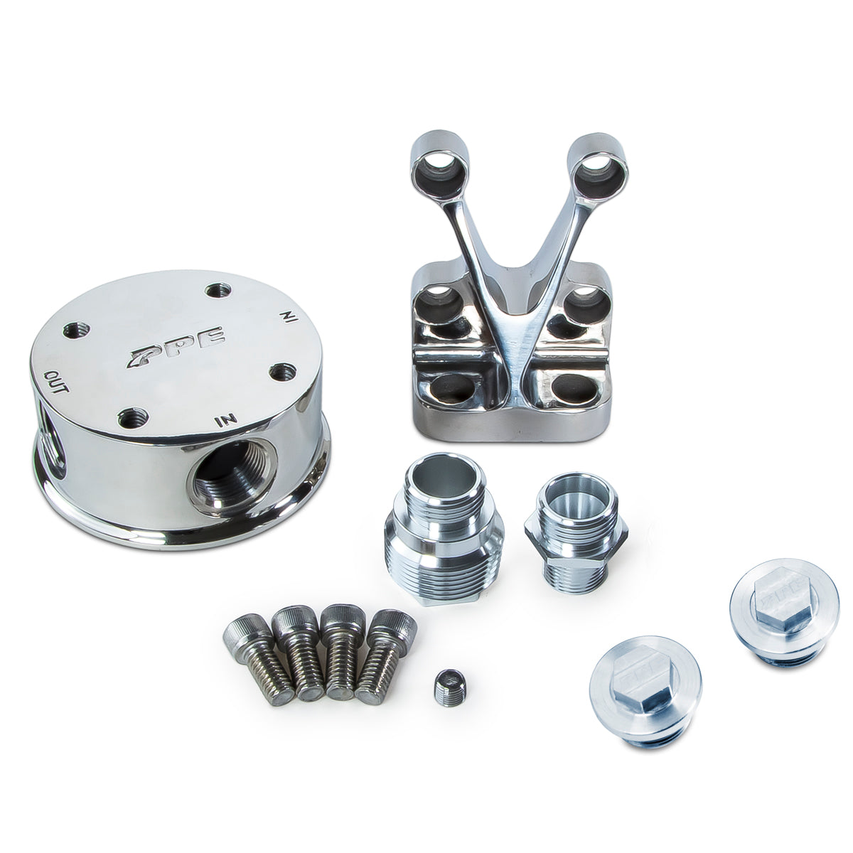 Pacific Engineering PPE Remote Oil Filter Mount Kit - Polished 304 Stainless Steel 114002000 | 114002000