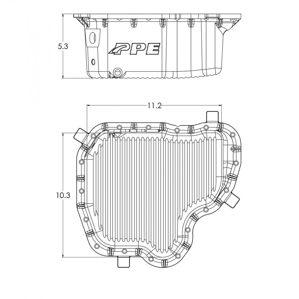 Pacific Engineering PPE Power High-Capacity Cast Aluminum Deep Engine Oil Pan - 2001-2010 GM 6.6L Duramax (17 Hole) - Black 114052020 | 114052020