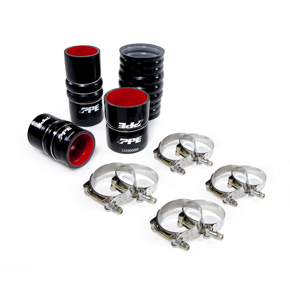 Pacific Engineering PPE Power Turbo Charge Pipes Silicone Hose Kit with Stainless Steel Clamps - GM 6.6L Duramax 2011-2016 LML 115911114 | 115911114