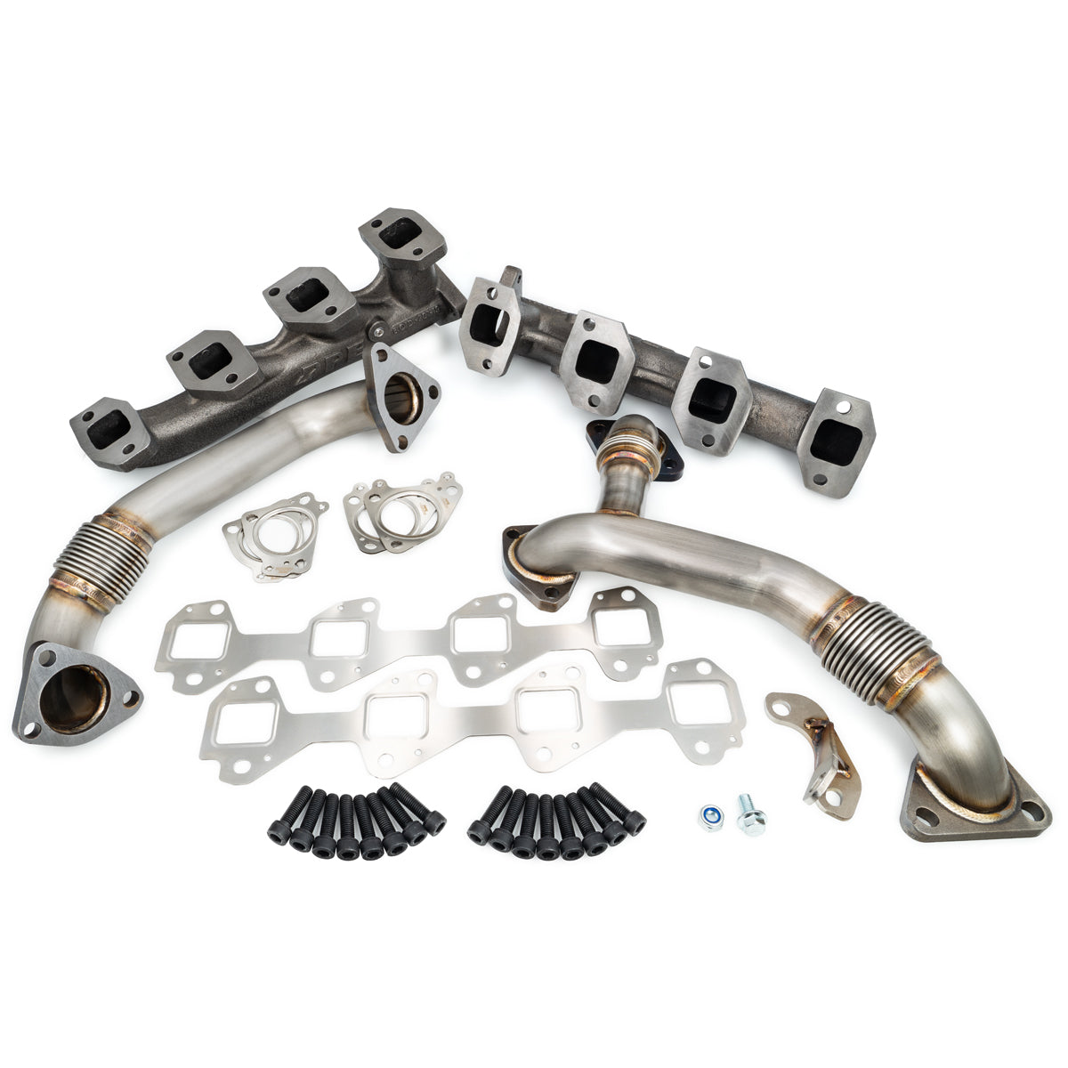 Pacific Engineering PPE Power High Flow Exhaust Manifold and Up-Pipe Kit - 2006-2007 GM 6.6L LBZ California Emissions - Raw 116111600 | 116111600