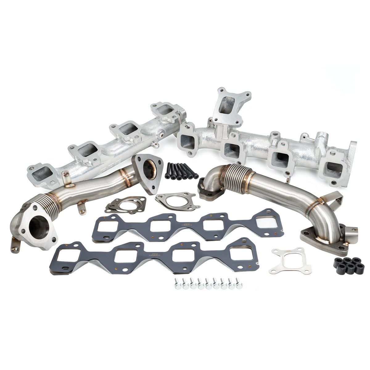Pacific Engineering PPE Power High Flow Exhaust Manifold and Up-Pipe Kit - GM 6.6L Duramax 2017-2026 L5P - Silver 116112535 | 116112535