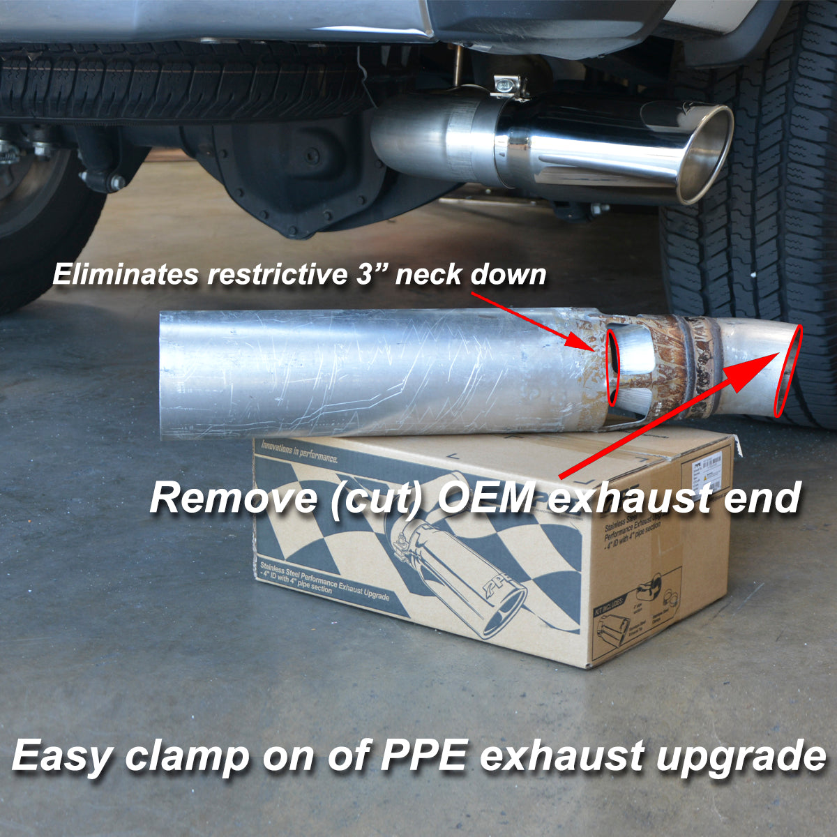 Pacific Engineering PPE Power Exhaust Tip SS 4 ID w 4 pipe 2014-2019 GM 6.6L Duramax - Polished 117020100 | 117020100