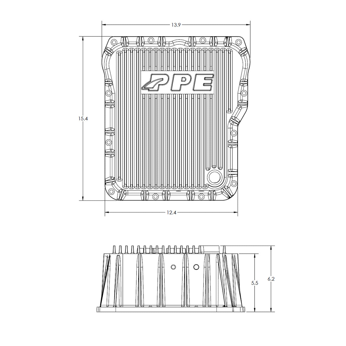 Pacific Engineering PPE Power Allison 1000 2000 2400 Series Deep Transmission Pan - GM 2500 3500 4500 5500 HD 2001-2019 - Brushed 128051010 | 128051010