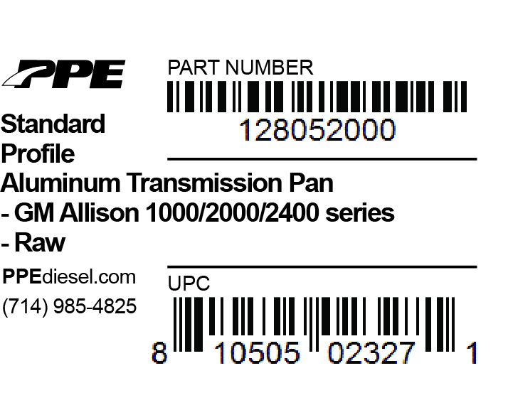 Pacific Engineering PPE Power Allison 1000 Standard Pan - GM 2001-2019 - Raw 128052000 | 128052000