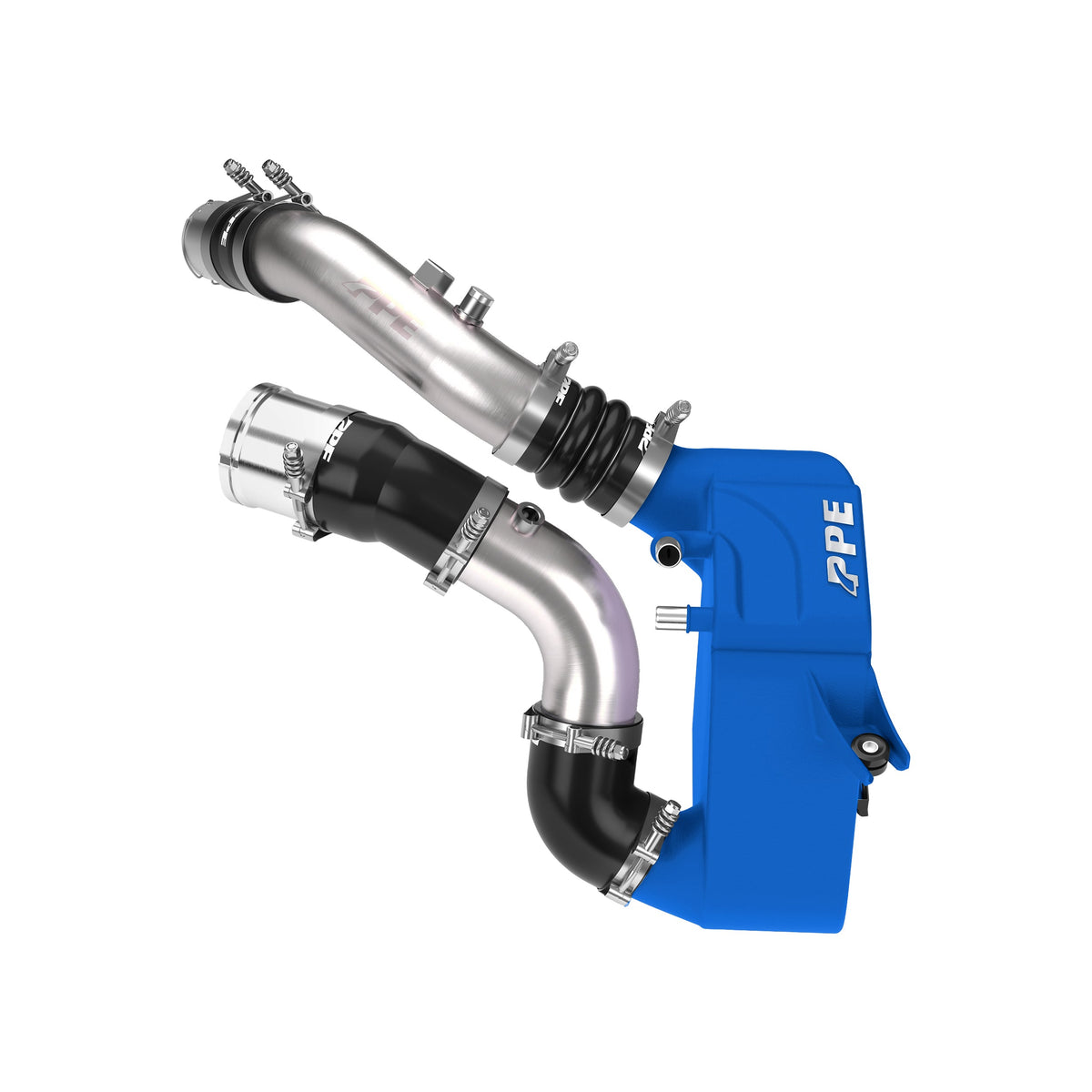 Pacific Engineering PPE Power Air to Water Intercooler Kit - Ford 6.7L Power Stroke 2011-2026 - Blue I C - Brushed Pipes 315045222 | 315045222