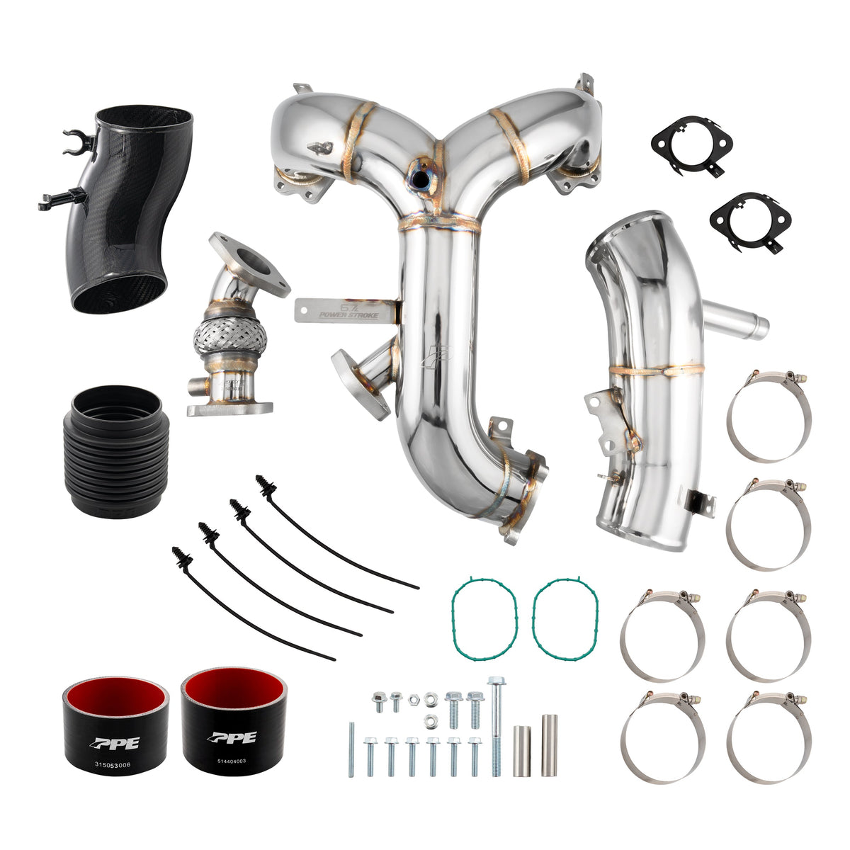 Pacific Engineering PPE Power Turbo Inlet and Intake Manifold Kit - Ford 6.7L Power Stroke 2015-2016 - Polished 315053030 | 315053030