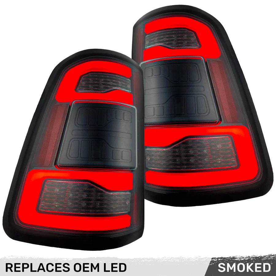 Recon Lighting Recon Lighting Dodge 19-23 RAM 1500 OLED TAIL LIGHTS Replaces Factory OEM LED Tail Lights w Blind Spot Sensor - Smoked Lens 264338LEDBK | 264338LEDBK