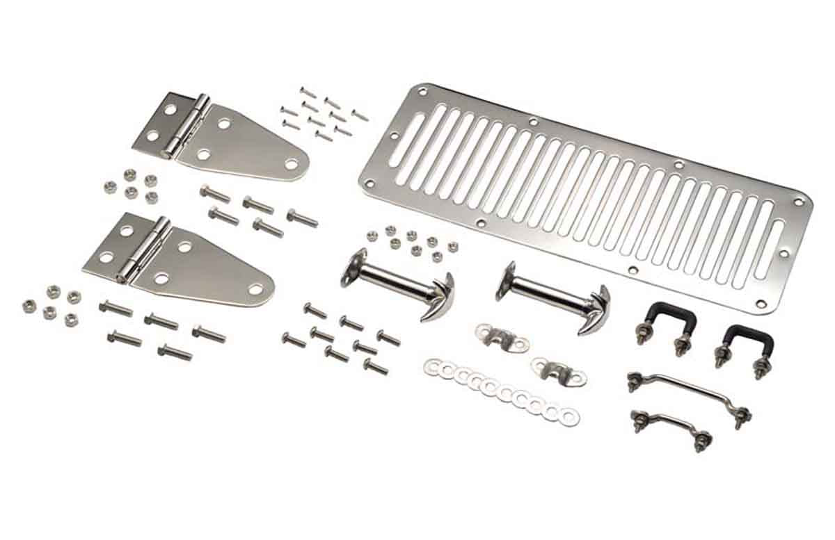 Kentrol Kentrol Hood Kit Polished Stainless Steel Fits 1978-95 CJ and YJ Consists of 30401 30402 30458 30411 30434 30470 | 30470