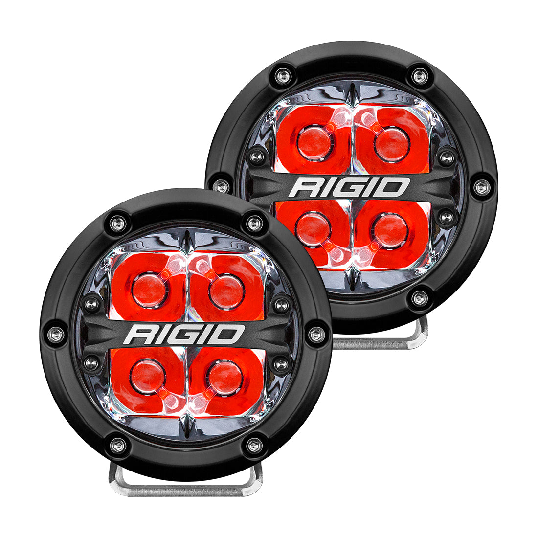 Rigid Industries 360-Series 4 Inch Off-Road LED Light, Spot Beam, Red Backlight, Pair - 36112