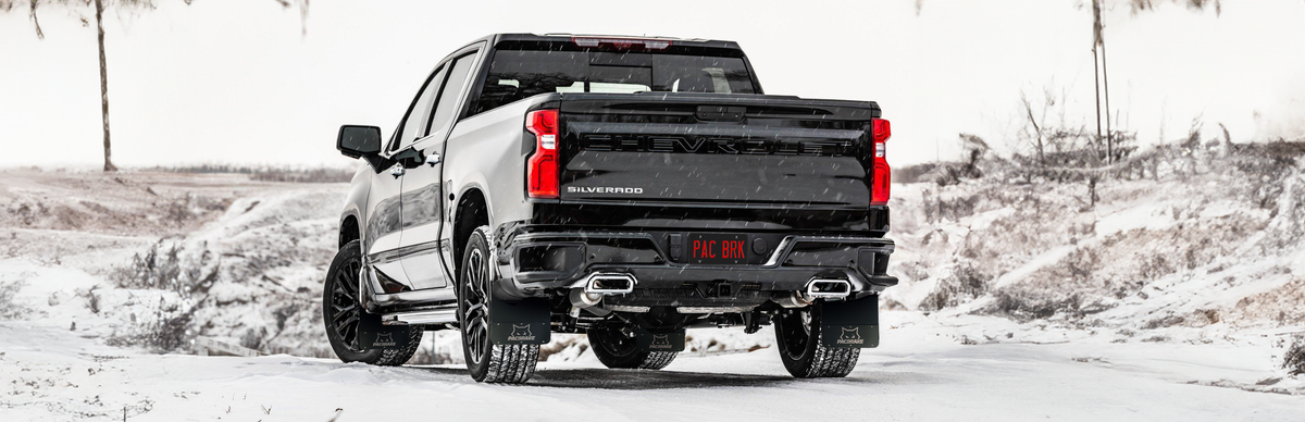 Pacbrake Pacbrake KICKBACK MUD FLAP SET UNIVERSAL BLACK POWDER COATED 14in W X 12in L HP10580-14-12 | HP10580-14-12