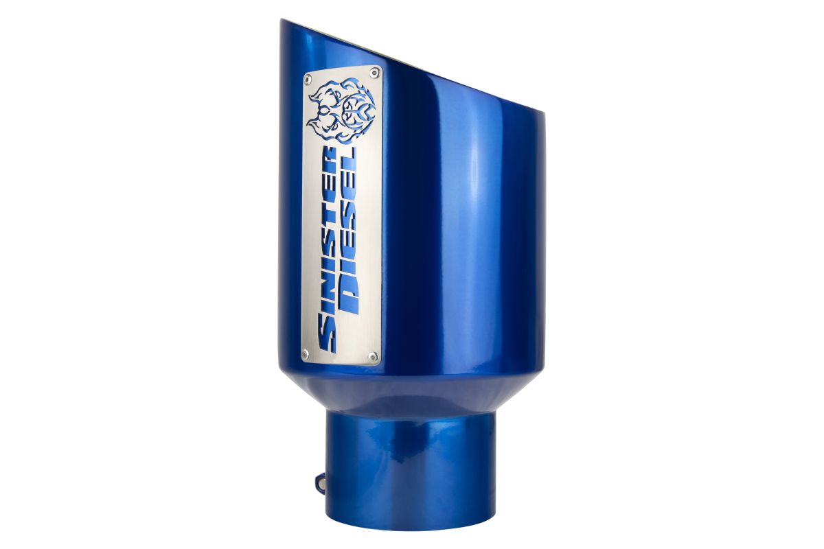 Sinister Diesel Sinister Diesel Dual Wall Exhaust Tip W Angle Cut 5 to 7 Blue | SDETAC57BLU