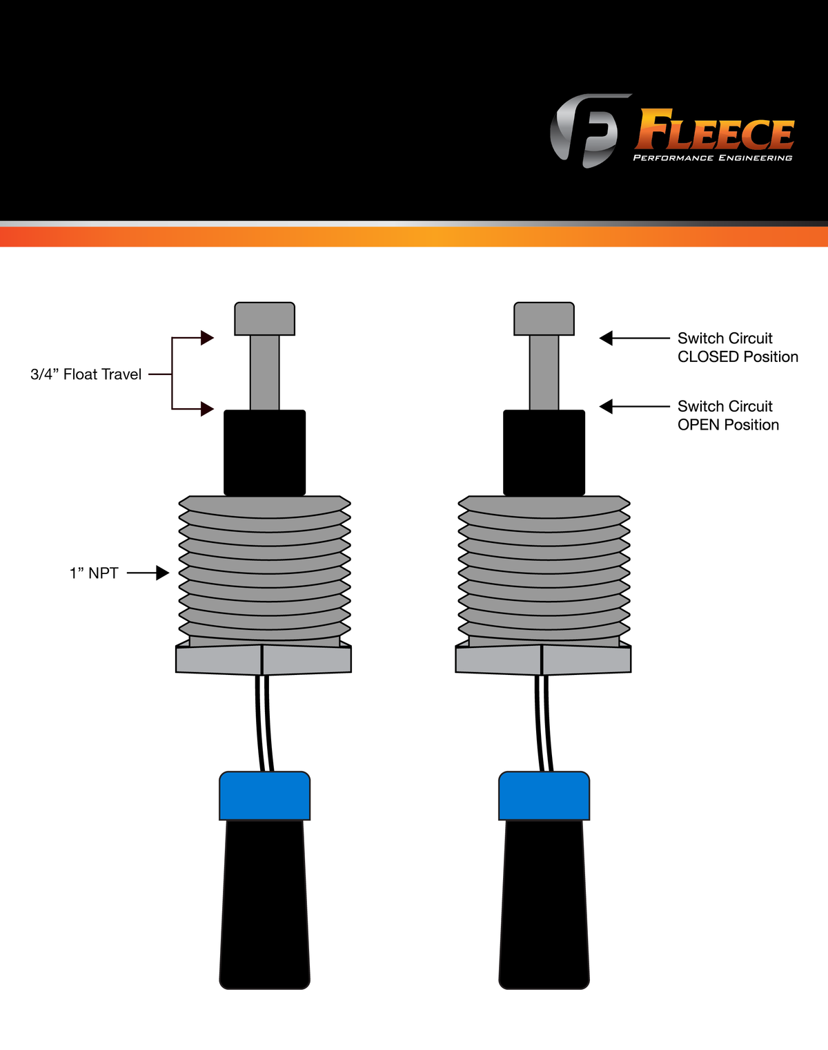 Fleece Performance Fleece Performance Stainless Steel Universal Float Switch with Two-Pin Metripack Connector FPE-FS-UNIV-2M-SS | FPE-FS-UNIV-2M-SS