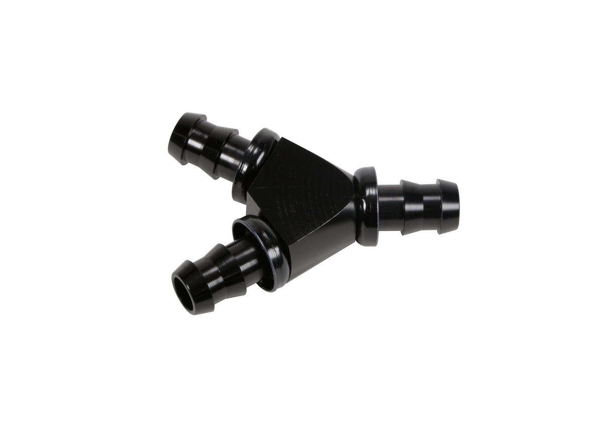 Fleece Performance Fleece Performance 1 2 Black Anodized Aluminum Y Barbed Fitting For -8 Pushlock Hose FPE-FIT-Y08-BLK | FPE-FIT-Y08-BLK