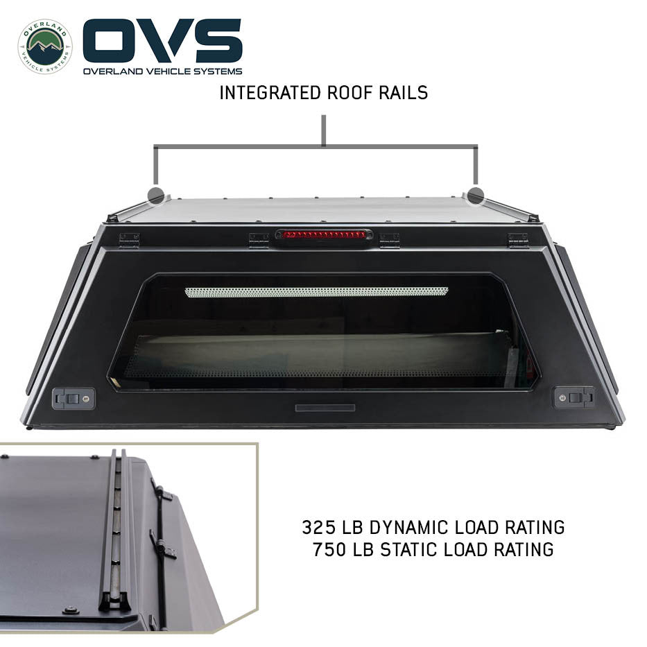 Overland Vehicle Systems OVS Expedition - Truck Cap W Full Wing Doors Front and Rear Windows 3rd Brake Light 70100007 | 70100007