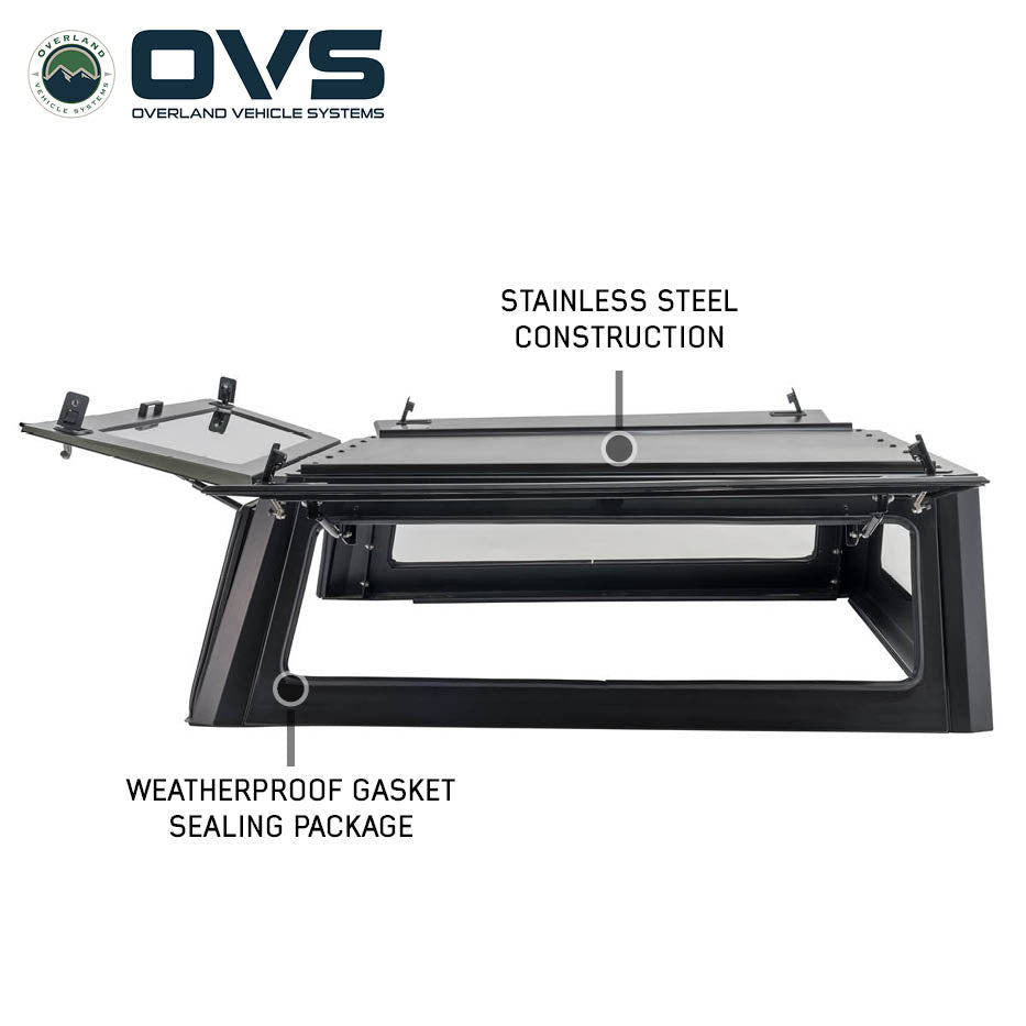 Overland Vehicle Systems OVS Expedition - Truck Cap W Full Wing Doors Front and Rear Windows 3rd Brake Light 70100007 | 70100007
