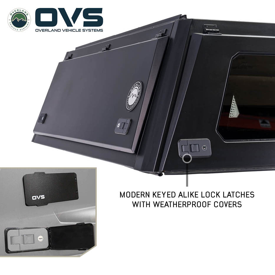 Overland Vehicle Systems OVS Expedition - Truck Cap W Full Wing Doors Front and Rear Windows 3rd Brake Light 70100007 | 70100007