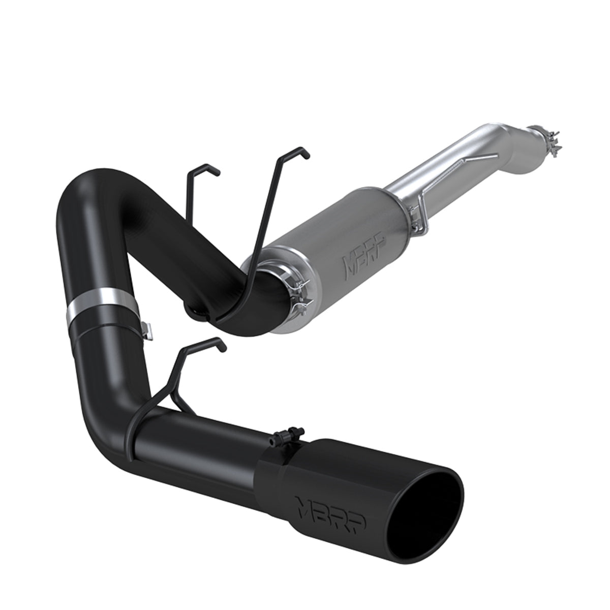 MBRP MBRP 2017 2026 Ford F250 F350 Super Crew Cab 6.2L 6.8L 7.3L Black-Coated Aluminized Steel 4 Resonator Back Single Side Street Version S5247BLK | S5247BLK
