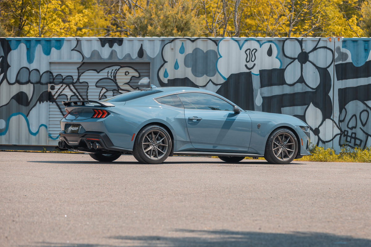 MBRP MBRP 2024 2026 Ford Mustang Dark Horse 5.0L T304 Stainless Steel 3 Cat-Back Quad Split Rear Exit with Carbon Fiber Tips Active S72843CF | S72843CF