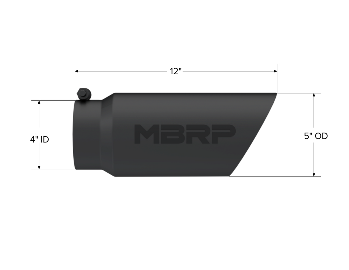 MBRP MBRP Black Coated Tip; 5 OD Dual Wall Angled 4 inlet 12 length T5053BLK | T5053BLK