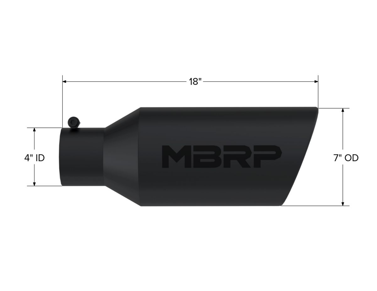 MBRP MBRP Black Coated Tip; 7 OD; Rolled End; 4 ID; 18 length T5126BLK | T5126BLK