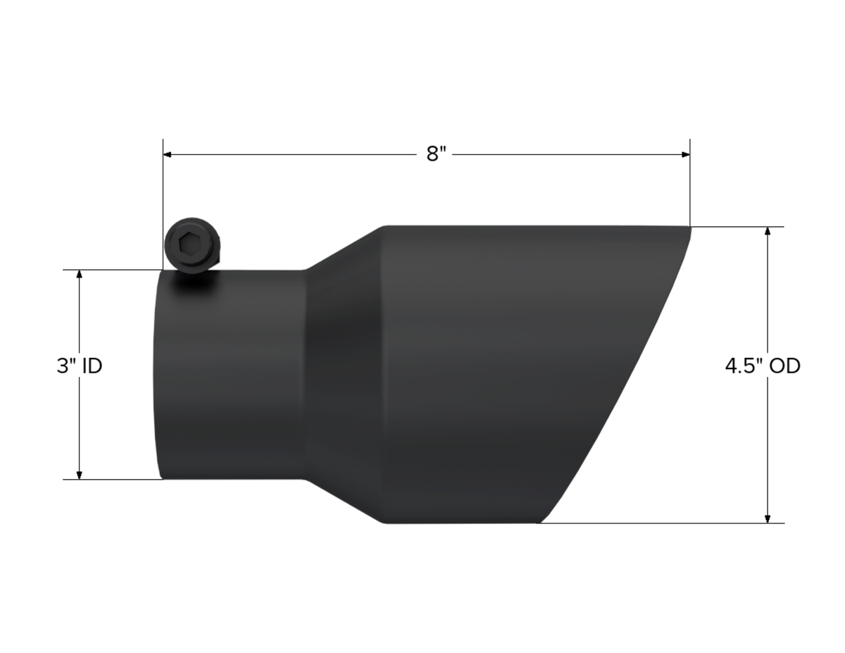 MBRP MBRP Black Coated Tip; 4.5 OD; Dual Wall Angled; 3 inlet; 8 length T5151BLK | T5151BLK