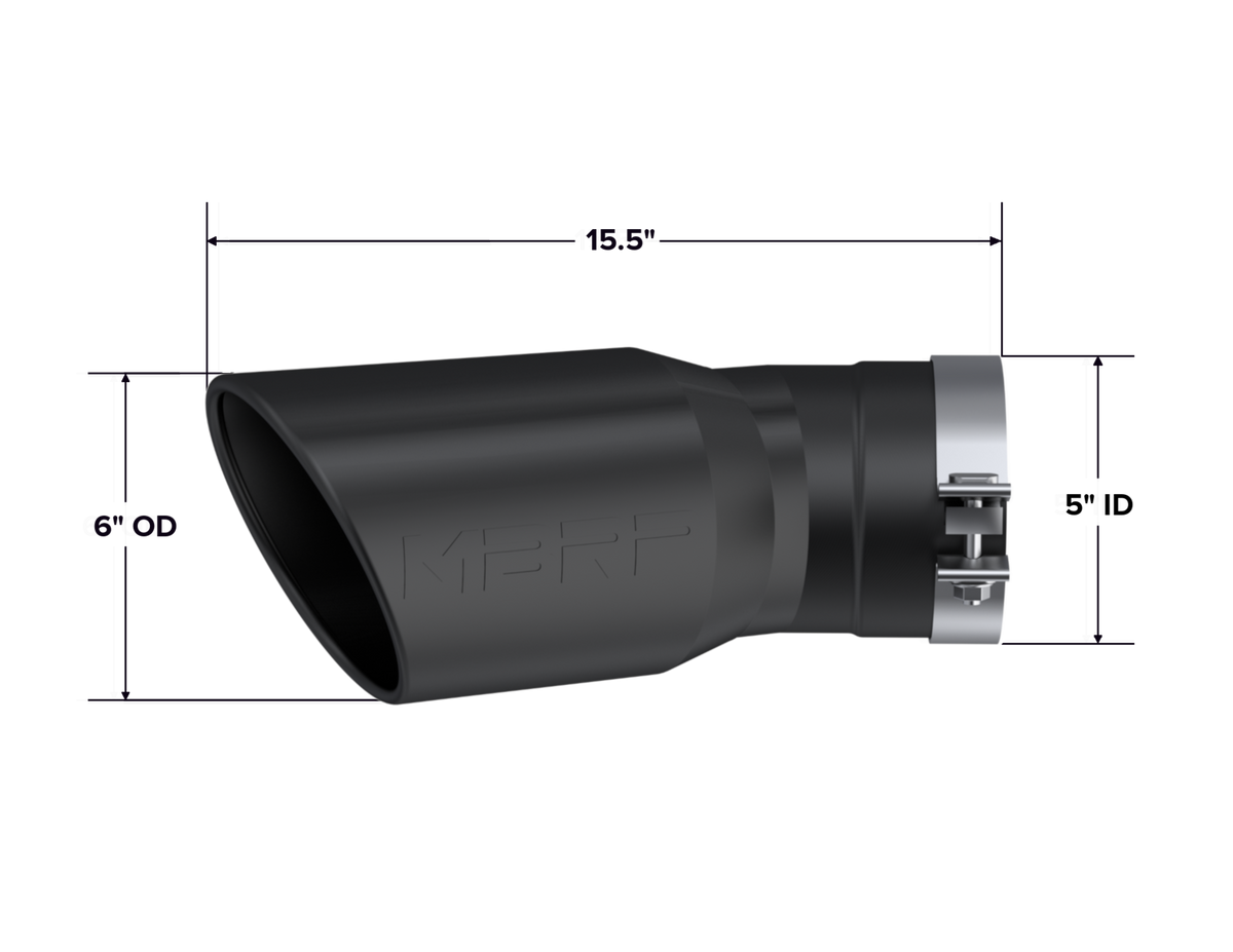 MBRP MBRP 2015 2025 Chevrolet GMC 2500 3500 Duramax Black Coated Tip; 6 OD; Angled Rolled End; 5 inlet; 15.5 length ; 30° bend T5154BLK | T5154BLK