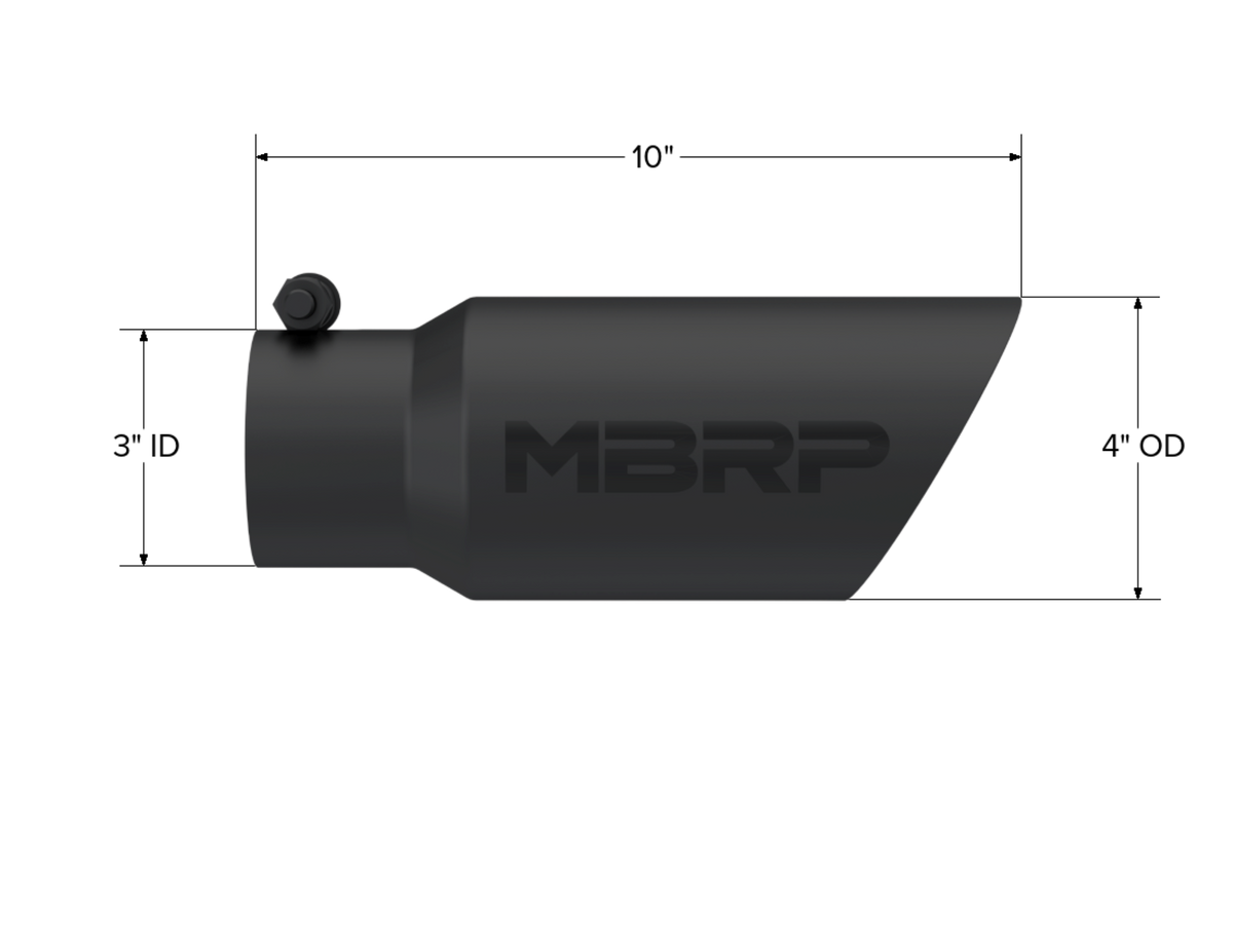 MBRP MBRP Black Coated Tip; 4 OD; Dual Wall Angled; 3 inlet; 10 length T5156BLK | T5156BLK