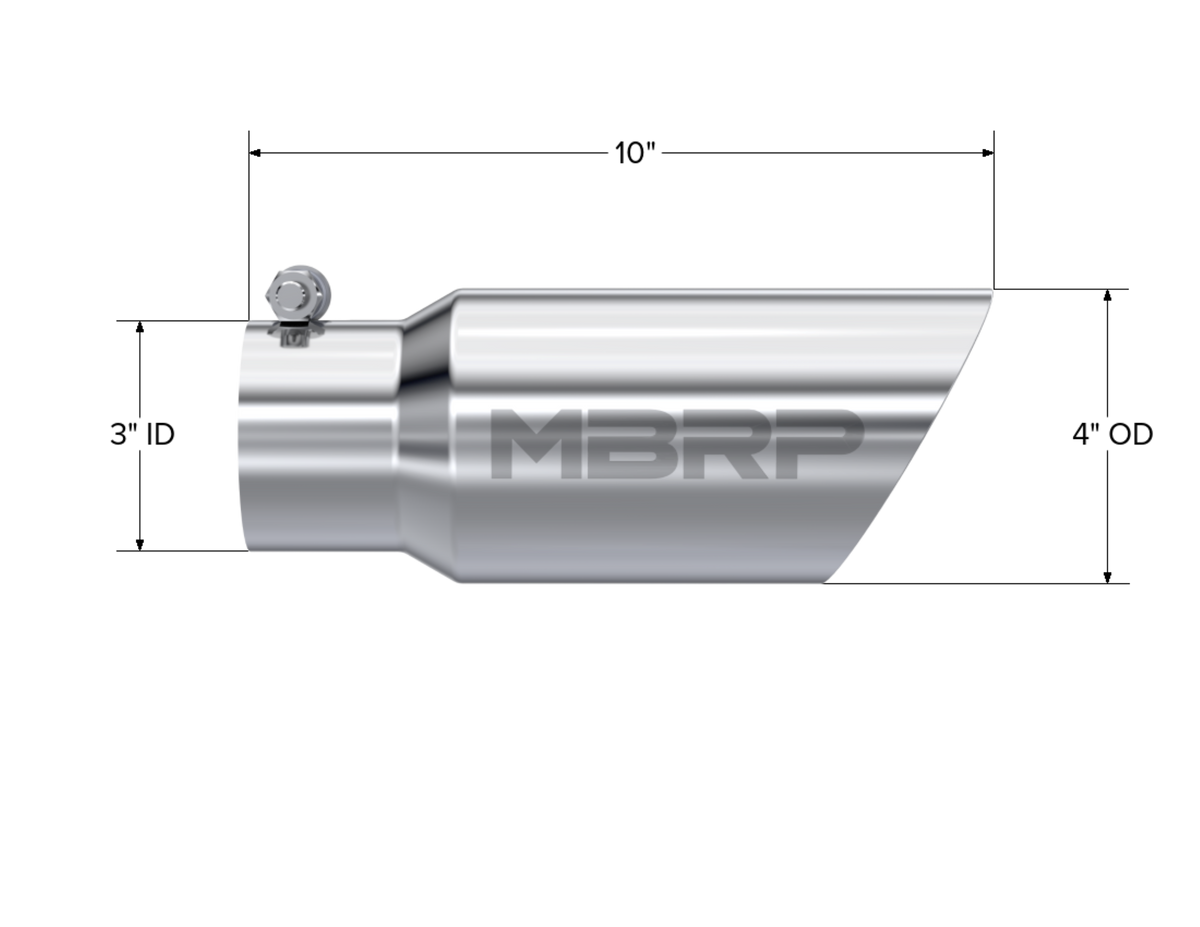MBRP MBRP T304 Stainless Steel Tip; 4 OD; Dual Wall Angled; 3 inlet; 10 length T5156 | T5156