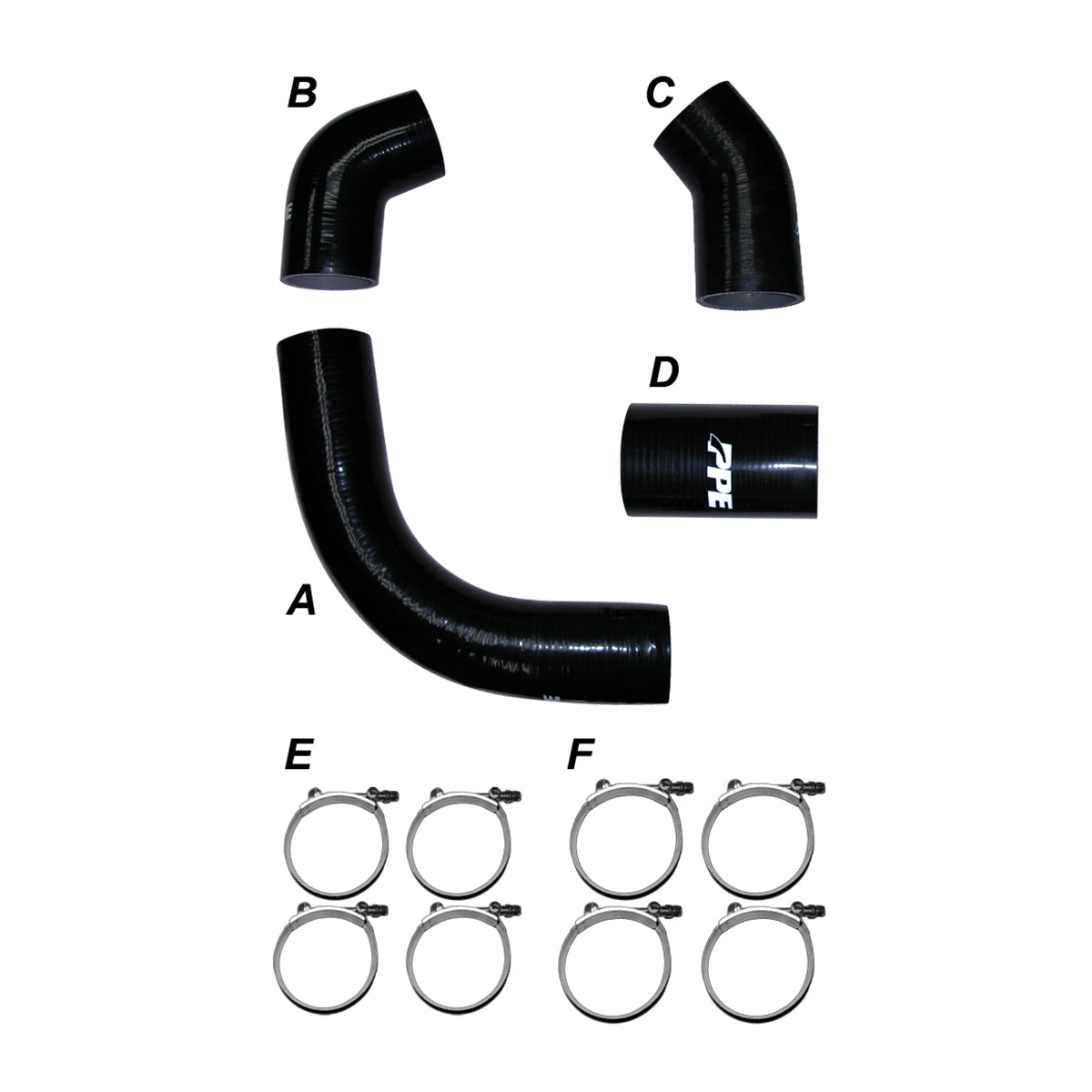 Pacific Engineering PPE Power Turbo Charge Pipes Silicone Hose Kit with Stainless Steel Clamps - GM 6.6L Duramax 2002-2004 LB7 115910204 | 115910204