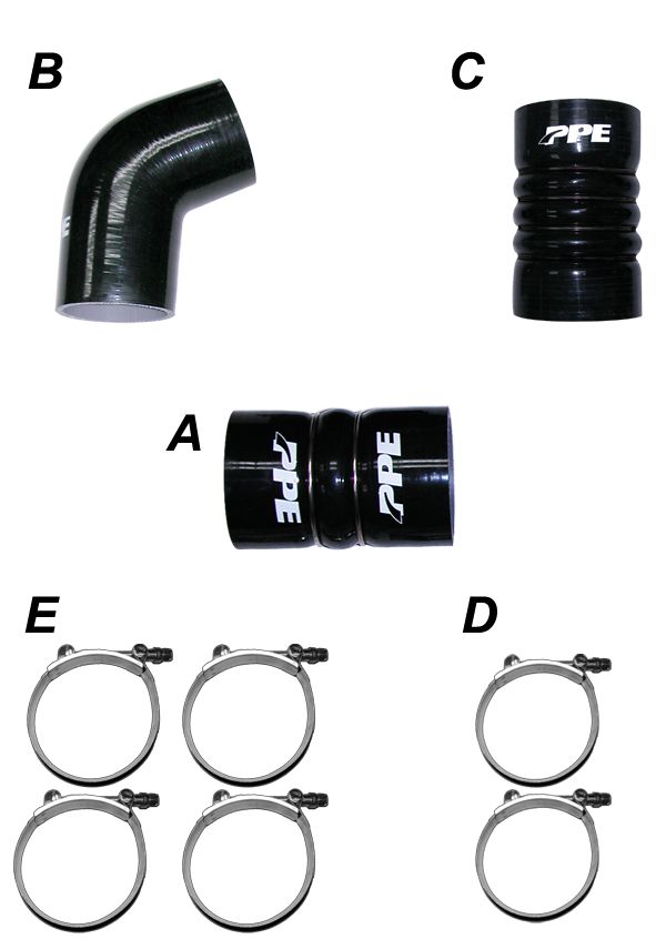 Pacific Engineering PPE Power Turbo Charge Pipes Silicone Hose Kit with Stainless Steel Clamps - GM 6.6L Duramax 2006-2010 LBZ LMM 115910610 | 115910610