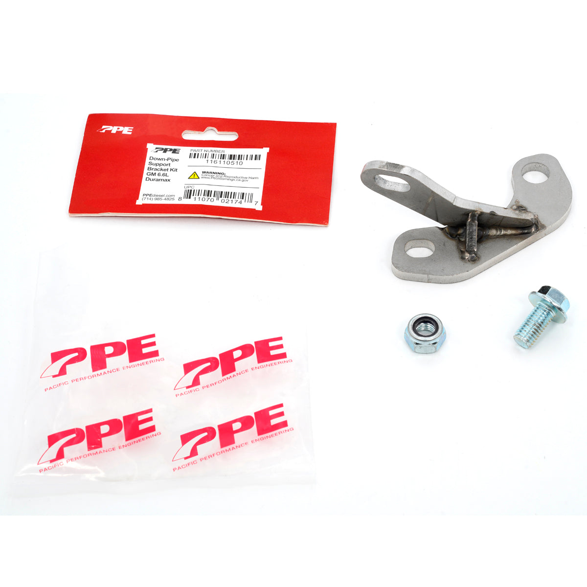 Pacific Engineering PPE Power Down-Pipe Support Bracket 2001-2016 GM 6.6L Duramax 116110510 | 116110510
