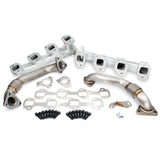 Pacific Engineering PPE Power High-Flow Exhaust Manifold and Up-Pipe Kit 2001-04 Federal 2001 California GM 6.6L Duramax - Silver 116111035 | 116111035