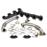 Pacific Engineering PPE Power High Flow Exhaust Manifold and Up-Pipe Kit - 2004.5-2005 GM 6.6L LLY California Emissions - Black 116111420 | 116111420