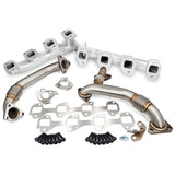 Pacific Engineering PPE High Flow Exhaust Manifolds and Up-Pipes Kit - 2004.5-2005 GM 6.6L LLY California Emissions - Silver 116111435 | 116111435