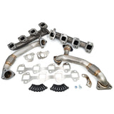 Pacific Engineering PPE Power High Flow Exhaust Manifold and Up-Pipe Kit - 2006-2007 GM 6.6L LBZ California Emissions - Raw 116111600 | 116111600