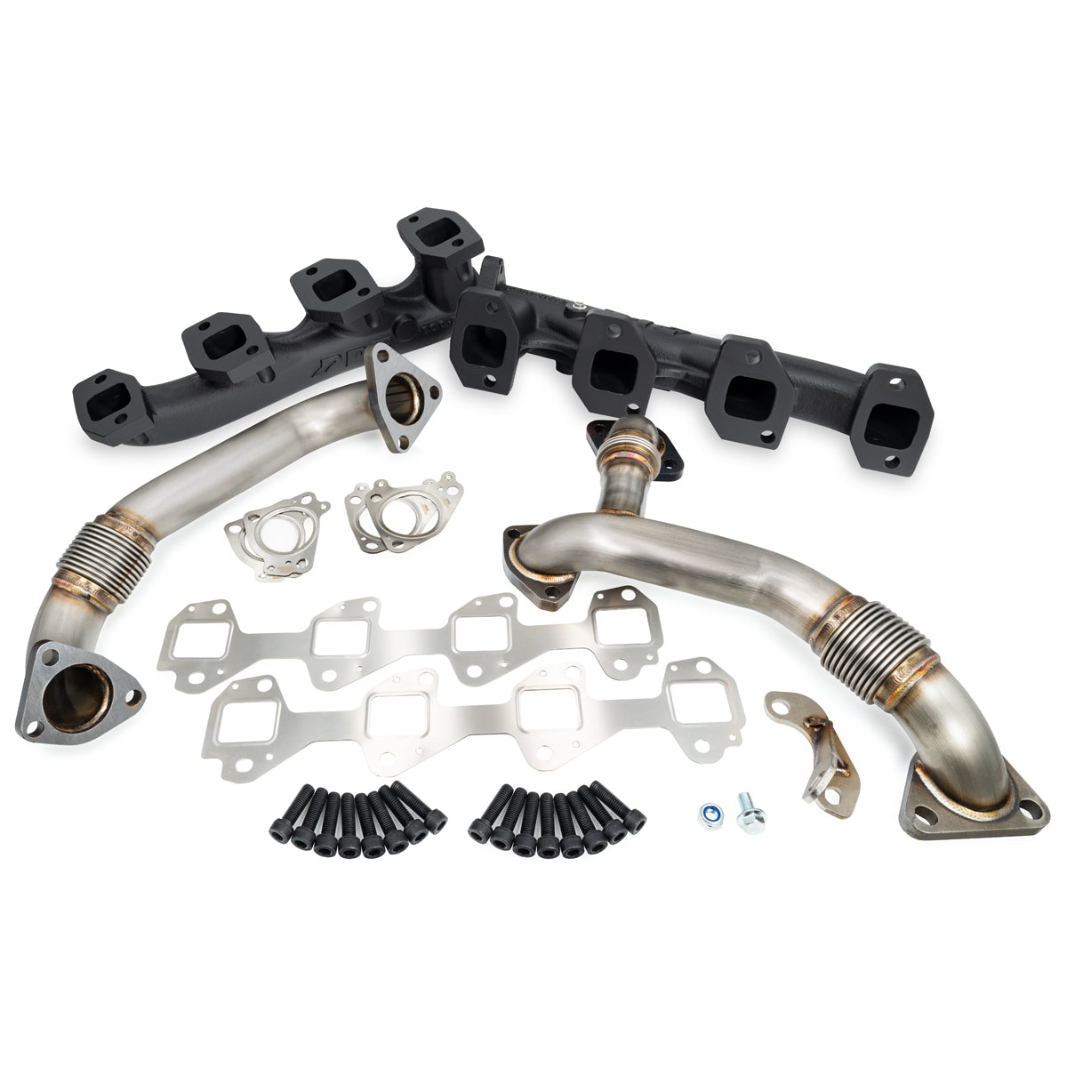 Pacific Engineering PPE Power High Flow Exhaust Manifold and Up-Pipe Kit - 2006-2007 GM 6.6L LBZ California Emissions - Black 116111620 | 116111620