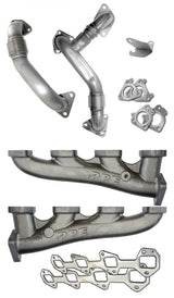 Pacific Engineering PPE Power High Flow Exhaust Manifold and Up-Pipe Kit - 2007.5-2010 GM 6.6L LMM California Emissions - Raw 116111800 | 116111800