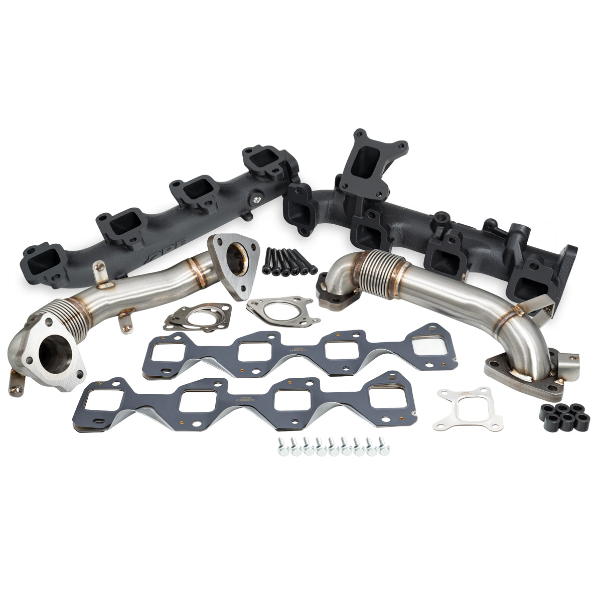 Pacific Engineering PPE Power High Flow Exhaust Manifold and Up-Pipe Kit - GM 6.6L Duramax  2017-2026 L5P - Black 116112520 | 116112520