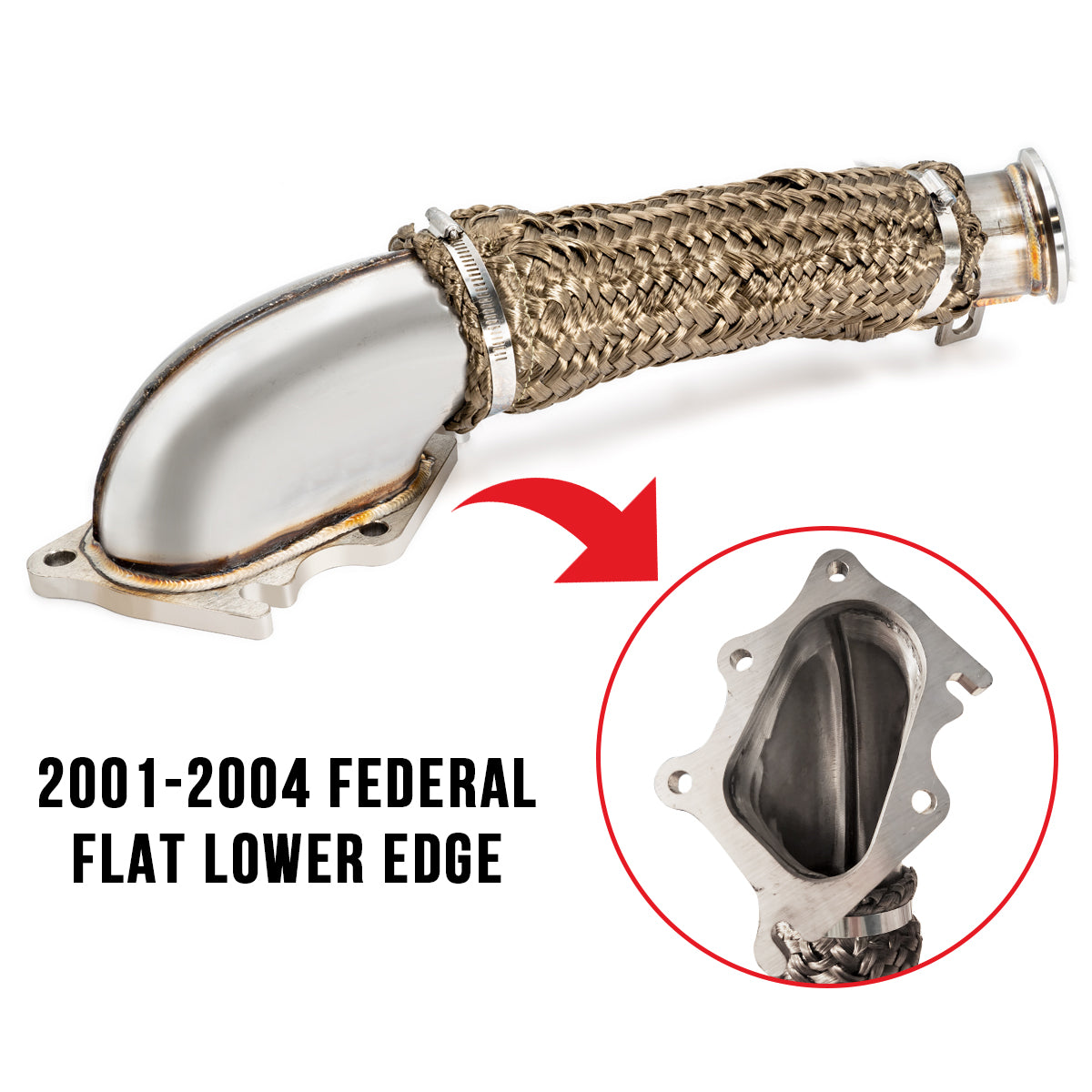 Pacific Engineering PPE Power Down Pipe - 3 304 Stainless Steel - GM 6.6L Duramax 2500 3500 HD 2001-2004 LB7 Federal 117000400 | 117000400