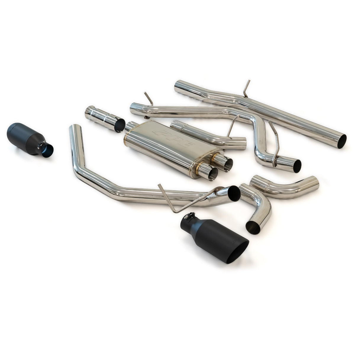 Pacific Engineering PPE Power Exhaust Kit Cat-Back 2.5 w Dual Tips - Pol Blk GM 4.3L 5.3L 2014-2018 2019 Classic Body 117043020 | 117043020