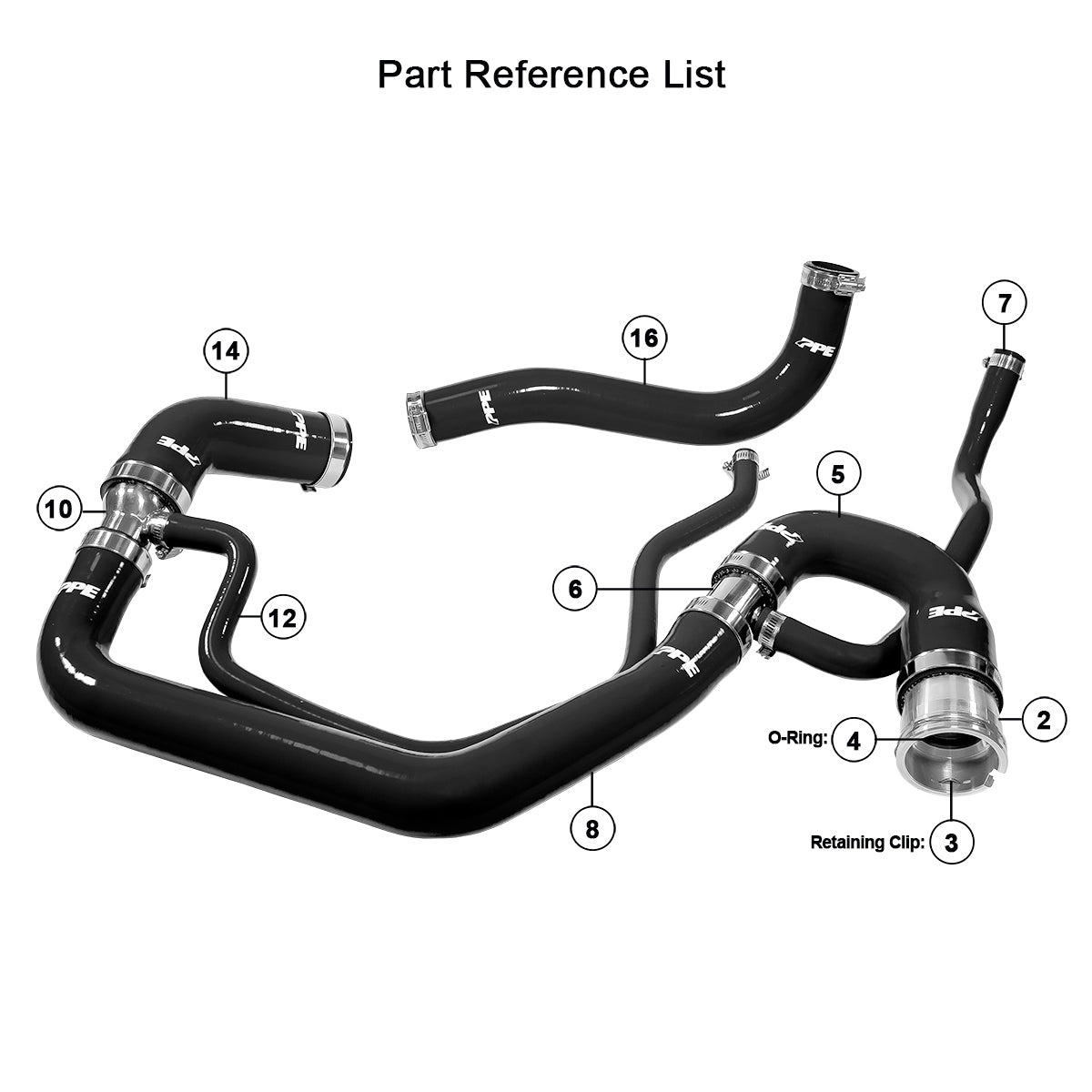 Pacific Engineering PPE Power Coolant Hose Kit - GM 6.6L Duramax 2006-2010 LBZ LMM - Black 119020200 | 119020200