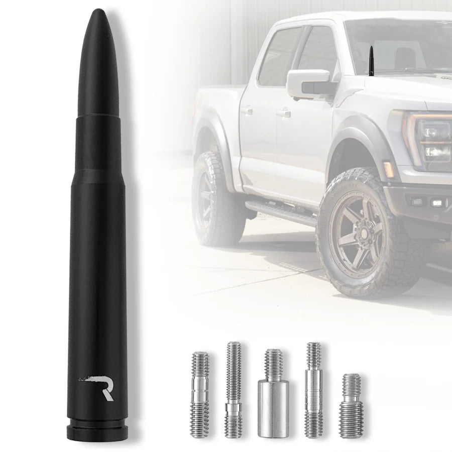 Recon Lighting Recon Lighting .50 Cal Bullet Shaped Aluminum 5Inch Antenna - Universal Fitment Fits All Makes and Models w OEM Factory Threaded Antenna - BLACK 264ANT50BK | 264ANT50BK