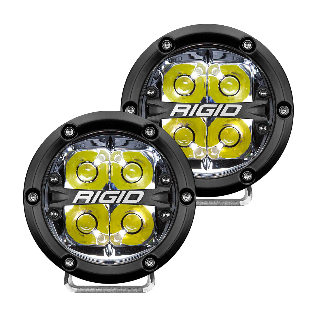 Rigid Industries 360-Series 4 Inch Off-Road LED Light, Spot Beam, White Backlight, Pair - 36113