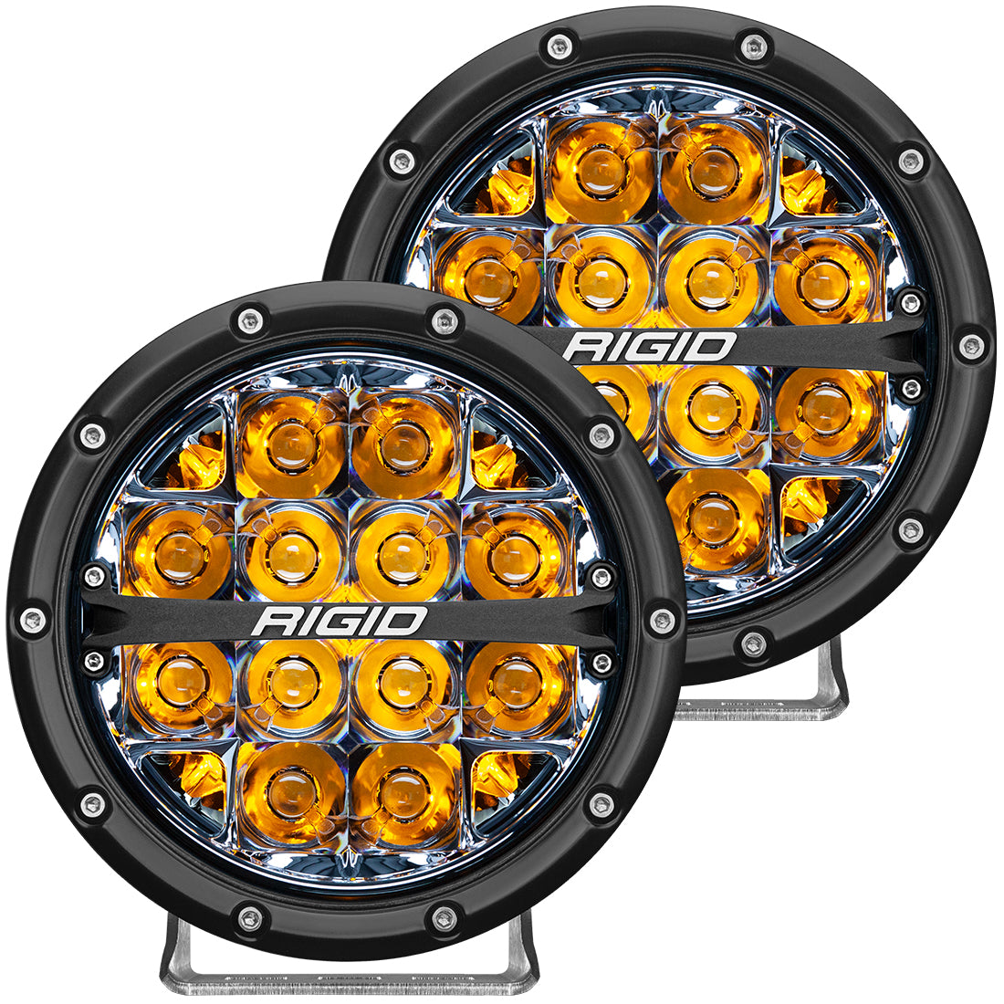 Rigid Industries 360-Series 6 Inch Off-Road LED Light, Spot Beam, Amber Backlight, Pair - 36201