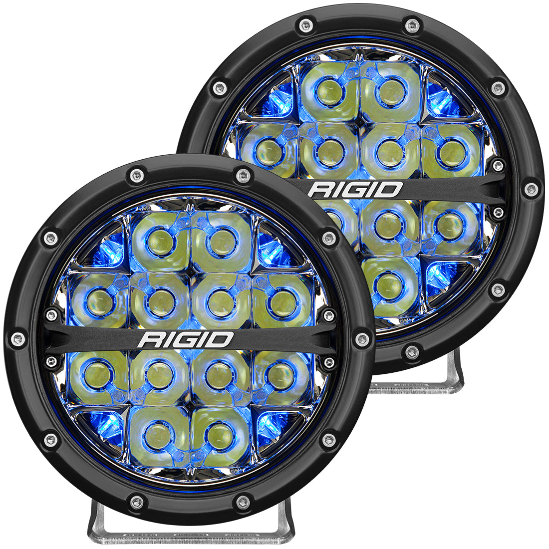Rigid Industries 360-Series 6 Inch Off-Road LED Light, Spot Beam, Blue Backlight, Pair - 36202