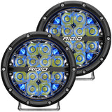 Rigid Industries 360-Series 6 Inch Off-Road LED Light, Spot Beam, Blue Backlight, Pair - 36202