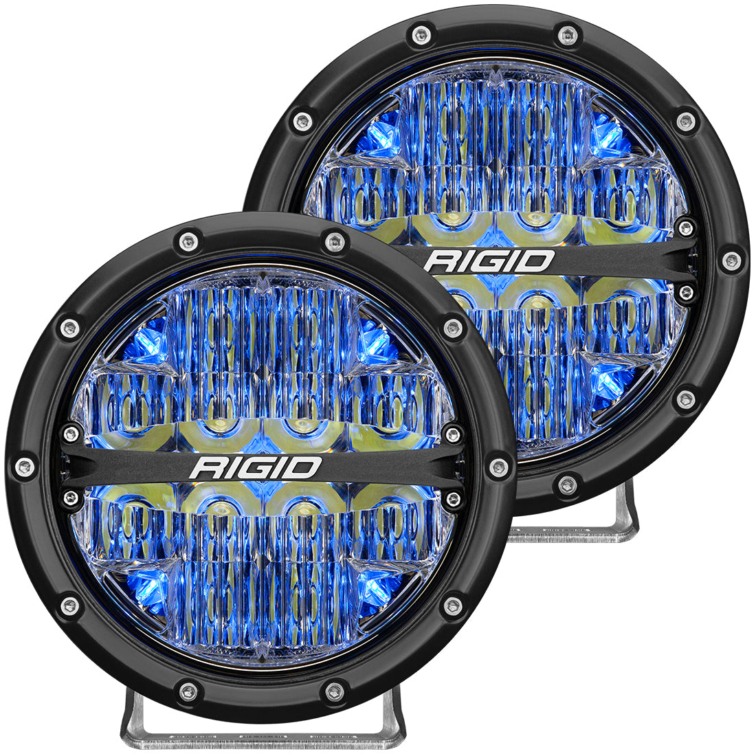 Rigid Industries 360-Series 6 Inch Off-Road LED Light, Drive Beam, Blue Backlight, Pair - 36207