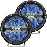 Rigid Industries 360-Series 6 Inch Off-Road LED Light, Drive Beam, Blue Backlight, Pair - 36207