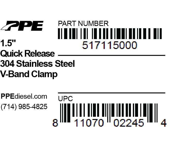 Pacific Engineering PPE Power 1.5 V-Band Clamp - Quick Release (QR) - 304 Stainless Steel 517115000 | 517115000